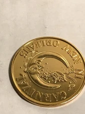 Metal gold color token Mardi Gras Carnival Time in New Orleans Crescent Moon