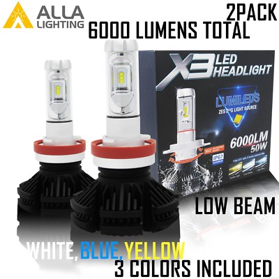 H11 LED Headlight W/ Customizable Beam Colors White YELLOW Blue 6000LM Bulb Ford