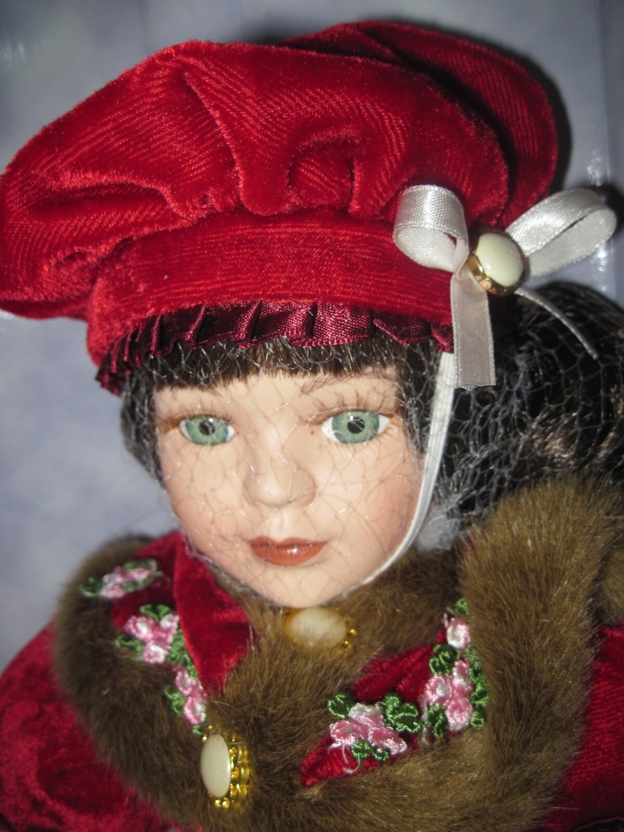 Doll Samantha Collection Porcelain Winter Attire Victoria Burgundy