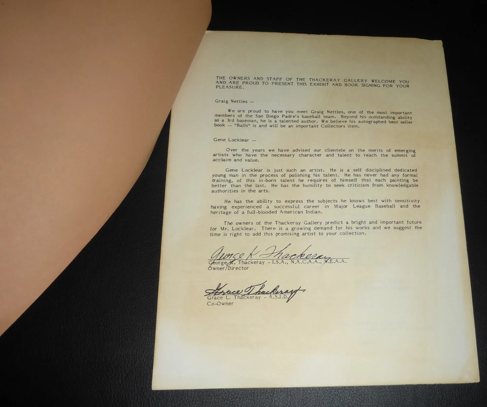 Gene Locklear Signed Original Art Exhibit Program PSA/DNA COA Padres Autograph - Image 2 of 4