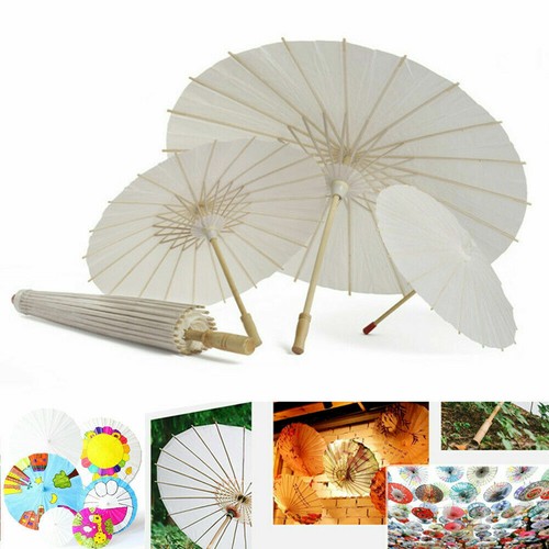 20/30/40/60cm Vintage White Paper Umbrella Parasol Wedding Bridal Party Decor