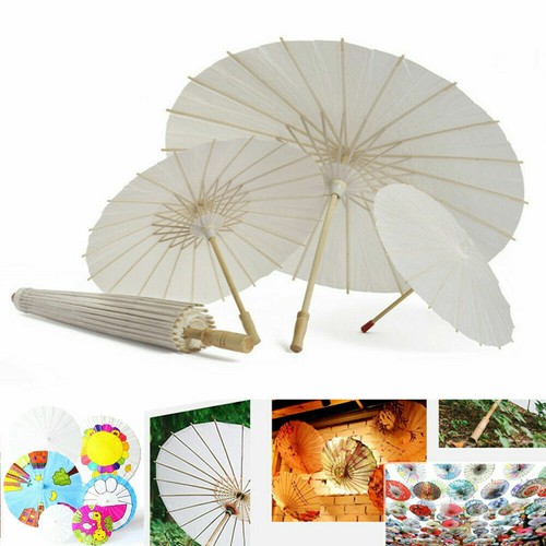 20/30/40/60cm Vintage White Paper Umbrella Parasol Wedding Bridal Party Decor - Picture 1 of 24