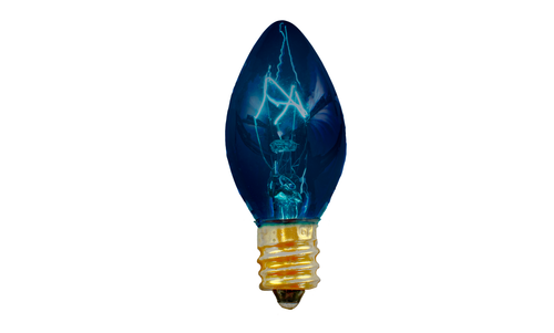 C-7 BLUE CLEAR TWINKLE FLASHING LIGHT BULBS - BRAND NEW 1 BOX OF 25 C7 E12 - Picture 2 of 6