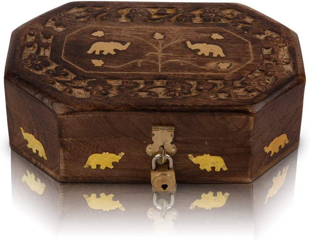 Great Birthday Gift Ideas Handmade Decorative Wooden Jewelry Box with Free Lock