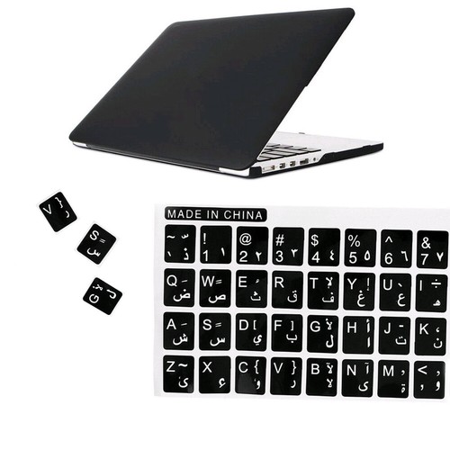 White Letters Arabic English Keyboard Stickers Decal No Reflection For Laptop - Picture 3 of 12