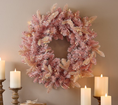 NEW 26" Illuminated Wreath Color Flip LEDs by Kim Gravel BETHLEHEM LIGHTS BLUSH