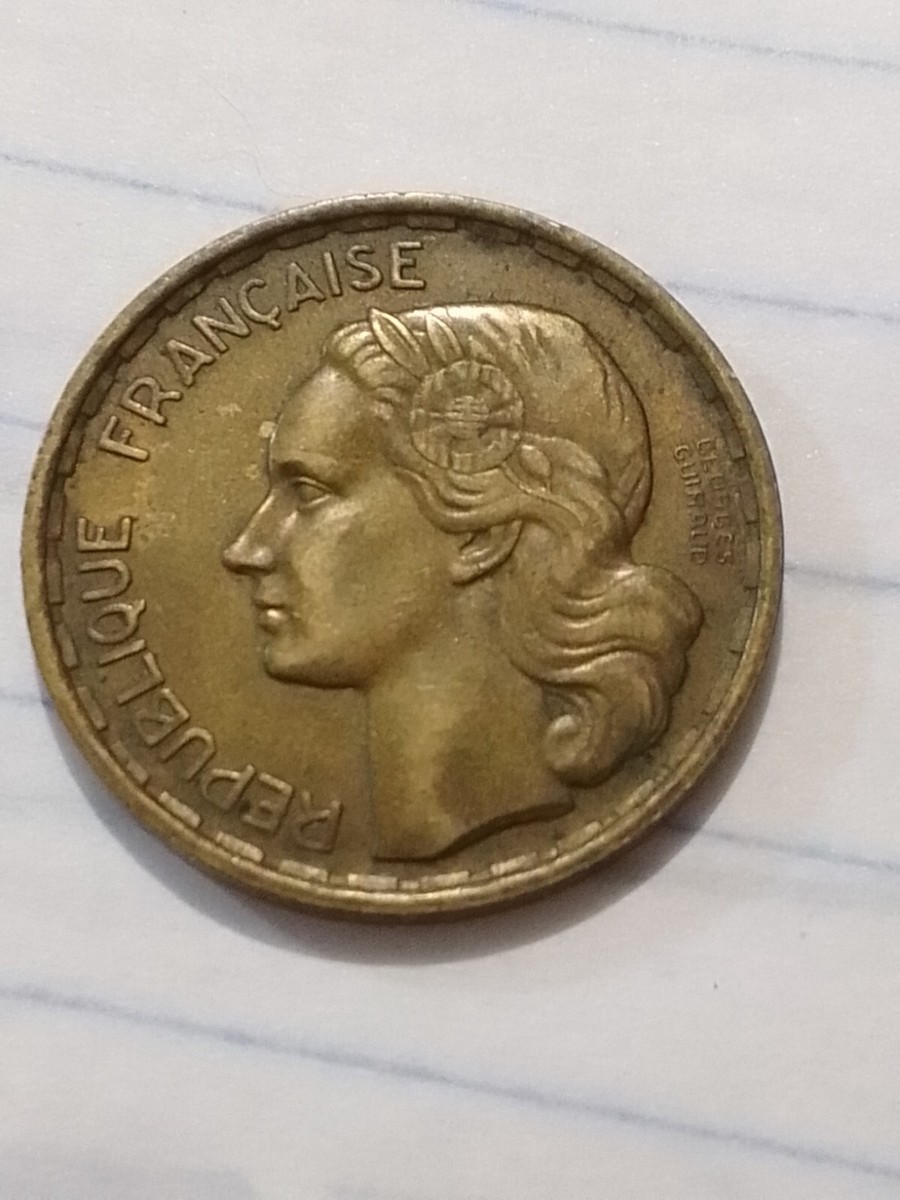 France 1950 20 Francs coin w/missing mint mark and full name