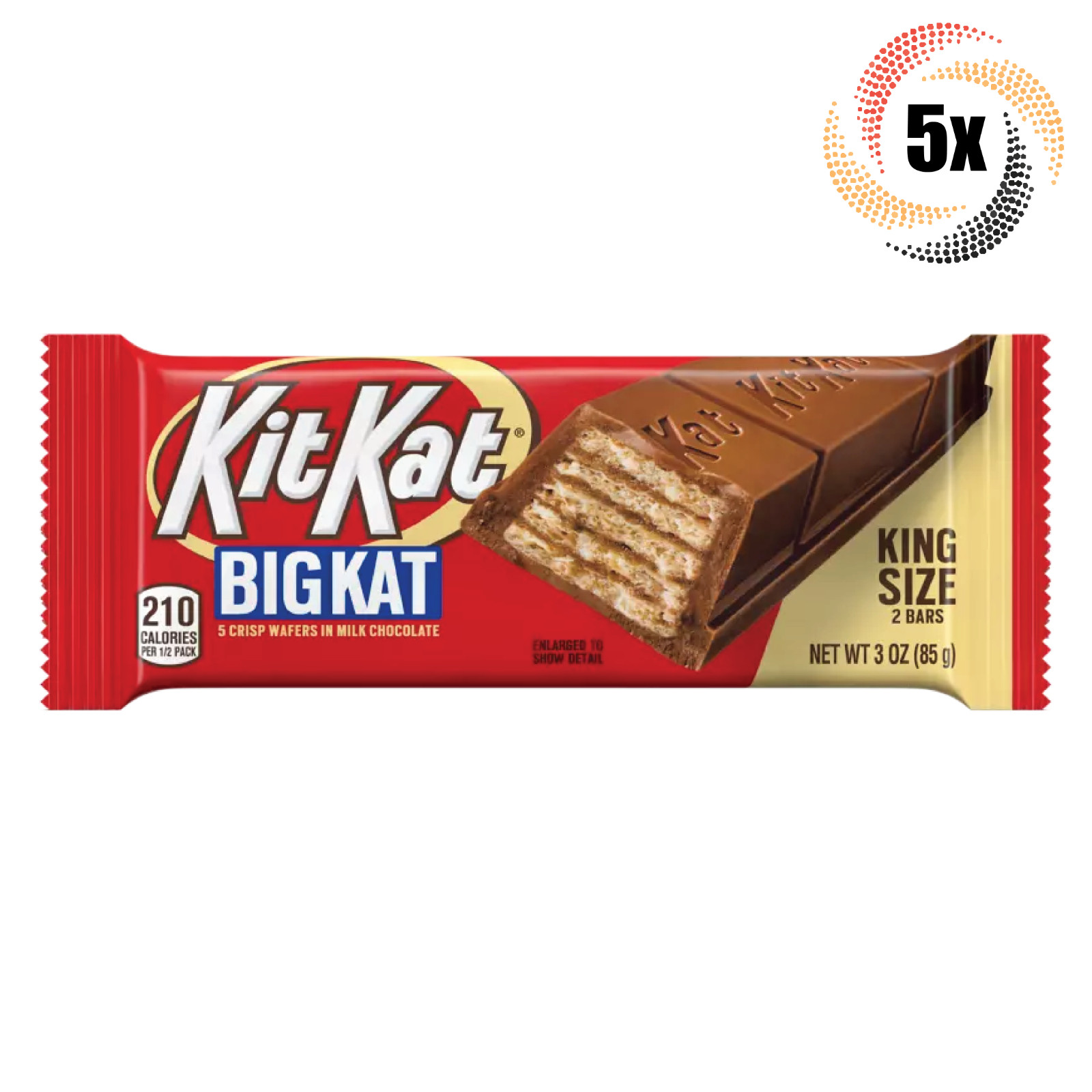 5 упаковок Kit Kat Шоколадные батончики Big Kat | Королевский размер 3 унции | 2 батончика в упаковке!