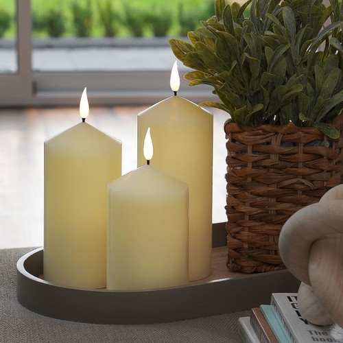 Battery Powered Candle LED Flameless Flickering Real Wax Set Of 3 With Remote - Picture 5 of 48