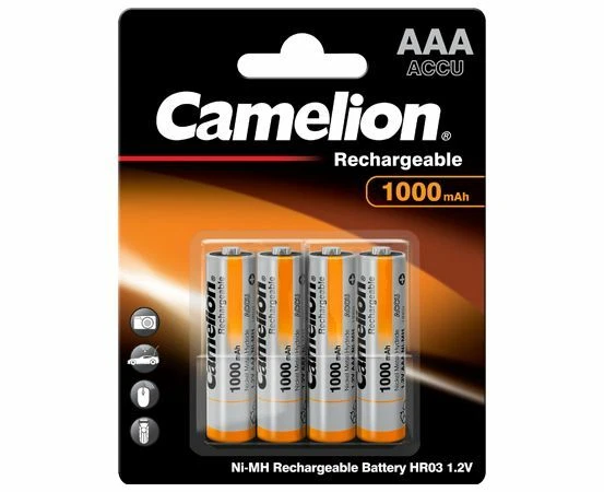 4 accus piles rechargeables batteries AAA LR03 1000mAh 1.2V Ni-MH Camelion - Photo 1/1