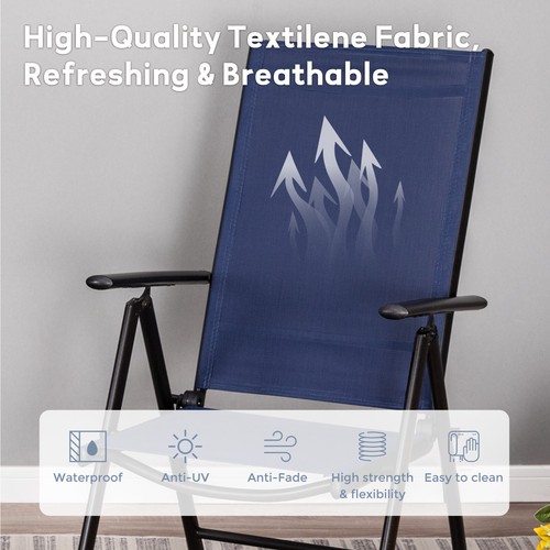 Patio Table Chairs Set 9 Piece Outdoor Dining Furniture Set Folding Chairs Blue - Picture 9 of 12