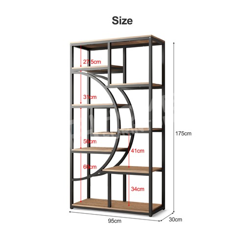 Display Storage Shelves Bookshelf Bookcase Stand Rack Cupboard Dark Walnut - Picture 9 of 12