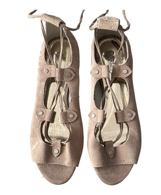 CARLOS By Carlos Santana Ankle Wrap Gladiator Leather Suede Sandal Flats Tan 7