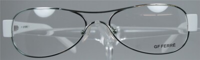 GF FERRE FF10402 Silber/Weiß Metall Vollrand Brille Brillengestell NEU