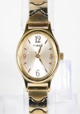 Timex Gold Tone Oval Women's 21mm Stretch Band Quartz Analog  #G044