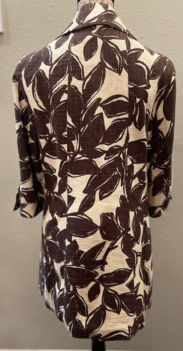 NINE WEST IVORY & BROWN OVERSIZED BOTANICAL TWEED BLAZER JACKETSIZE MED MINT - Picture 5 of 11