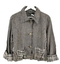 Neslay Boxy Jacket Lagenlook Textured Arty Oversized Crinkle Wool Pocket Uk 8/10