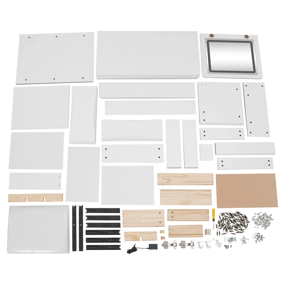 Tocador de escritorio tocador escritorio con espejo abatible tocador de maquillaje compacto con 3 cajones Foto 3 de 4