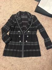 SIZE SMALL STRETCH- EXCLUSIVELY MISOOK Woman BLAZER Jacket BLACK/WHITE