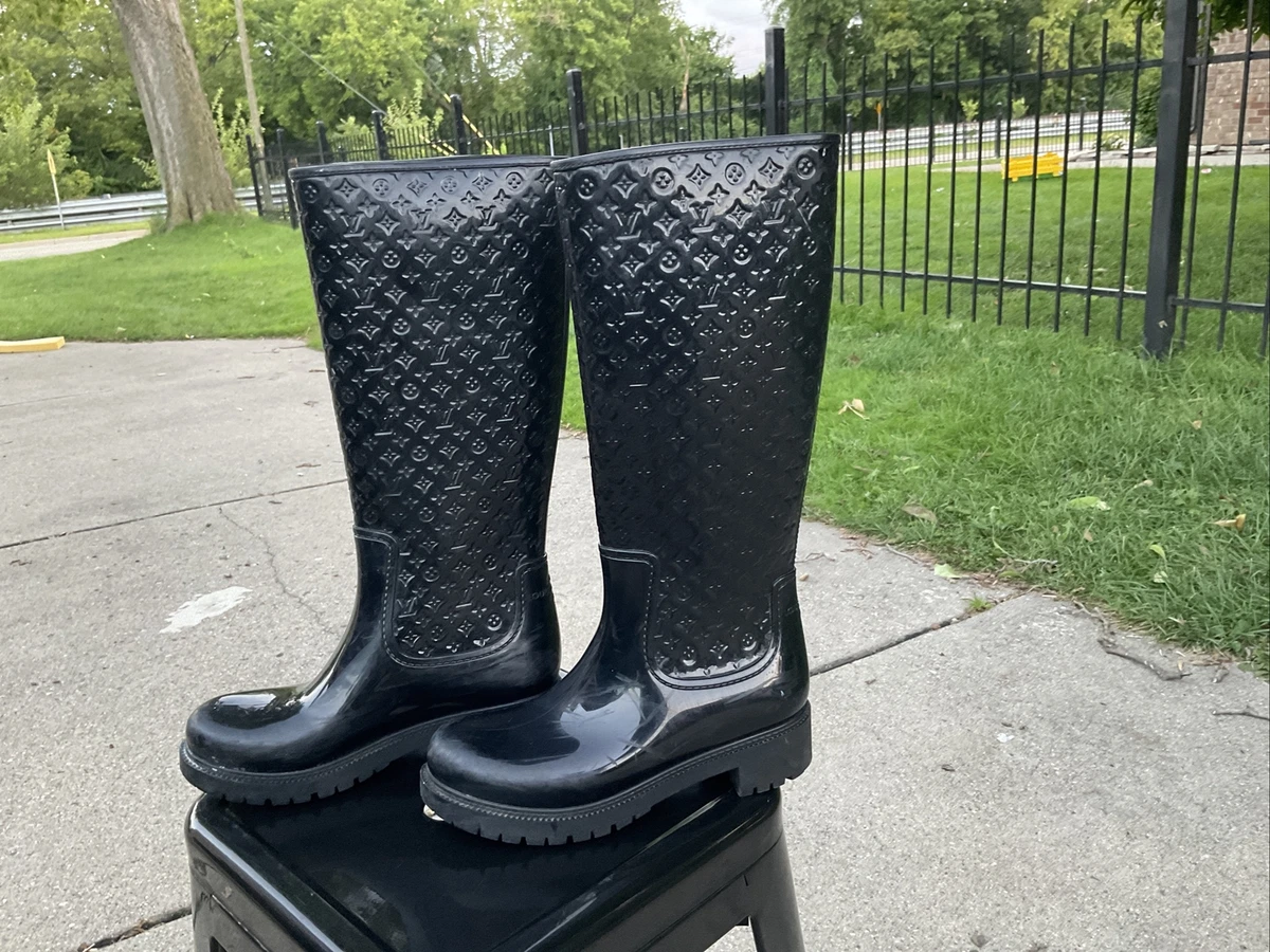 Louis Vuitton Black Monogram Rubber Splash Rain Boots Size 4.5/35