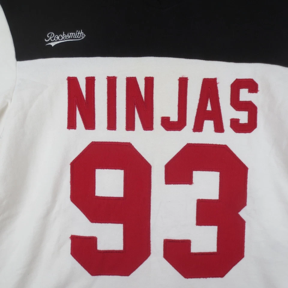 Camiseta deportiva vintage Rocksmith Ninjas 93 para hombre L blanca manga corta ropa de calle Foto 2 de 4
