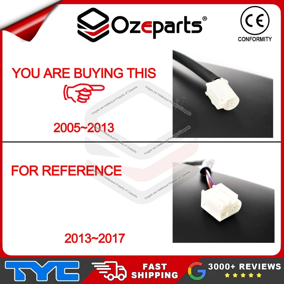 TYC Pair LH+RH Electric Door Mirror (Round socket) For Toyota Hiace 2005-2013 - Image 2 of 4