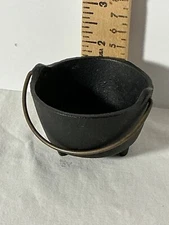 Vintage Cast Iron Mini Caldron with metal handle