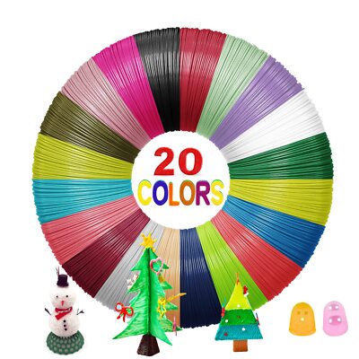 3d Pen Filament Pla 20 Colors 1.75mm 3d Pen Refills With 2 Finger Caps High Prec