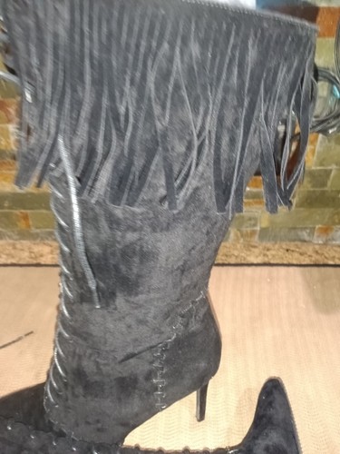 Penny Loves Kenny Women's Suede Knee High Lace Up & Zipper Black Boots Size 10M - Picture 9 of 11