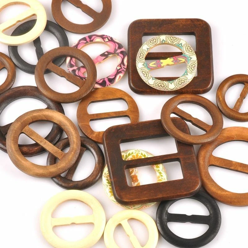 1pc/pack Wooden Round Ring Buckle Wood Windcoat Belt Buckles Garment  Ornament Ac