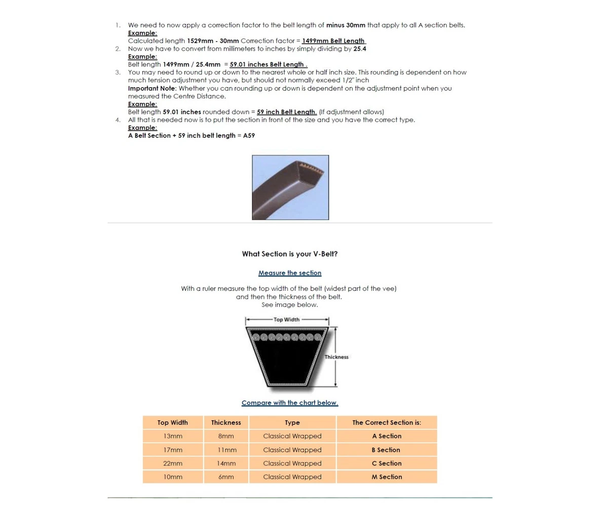 V best sale belt specification
