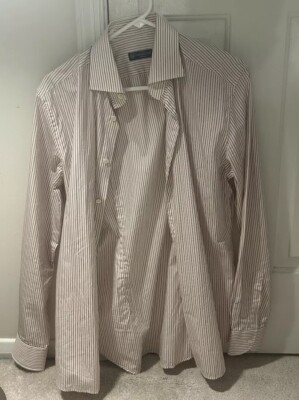 Corneliani Red Stripes Dress Shirt 39 15 1/2