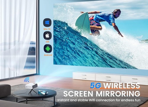 4K Projector 35000LMS 1080P HD 2.4/5G WiFi Bluetooth Video Home Theater HDMI USB - Picture 3 of 11