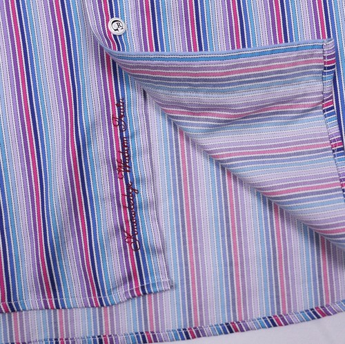 Robert Graham Luxury Cotton Short Sleeve Dress Shirt Men's 44 / 17.5 ~ Striped - Picture 4 of 6
