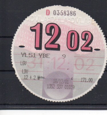GB Road Tax Disc - Dec. 2002 - see comments in description and below