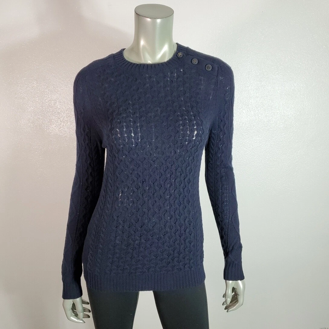 Tory Burch Womens Sweater XS Wool Rabbit Hair Cashmere Cable Knit Blue |  eBay