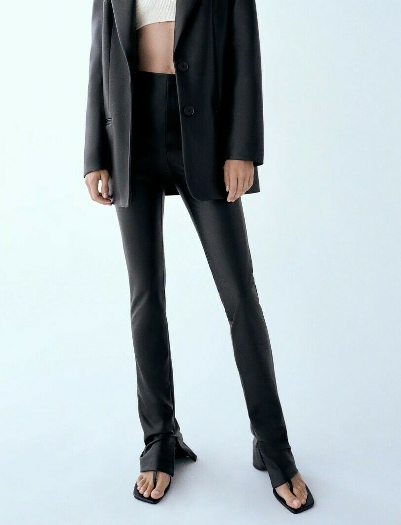 Zara FW HIGH-WAIST EXTRA LONG FAUX LEATHER LEGGINGS PANT Zara FW HIGH-WAIST EXTRA LONG FAUX LEATHER LEGGINGS PANT