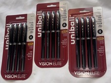 Lot of 12 Uniball Vision Elite Rollerball Pens 0.5mm Micro Point Black Ink - NEW