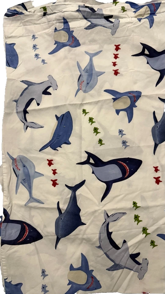 Pottery barn kids shark pillowcases white multicolor 20 x 30” 100% organic cotto - Image 2 of 4