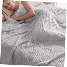 Cooling Waffle Weave Throw Blanket for Couch Twin Size 60" x 90" - Gray