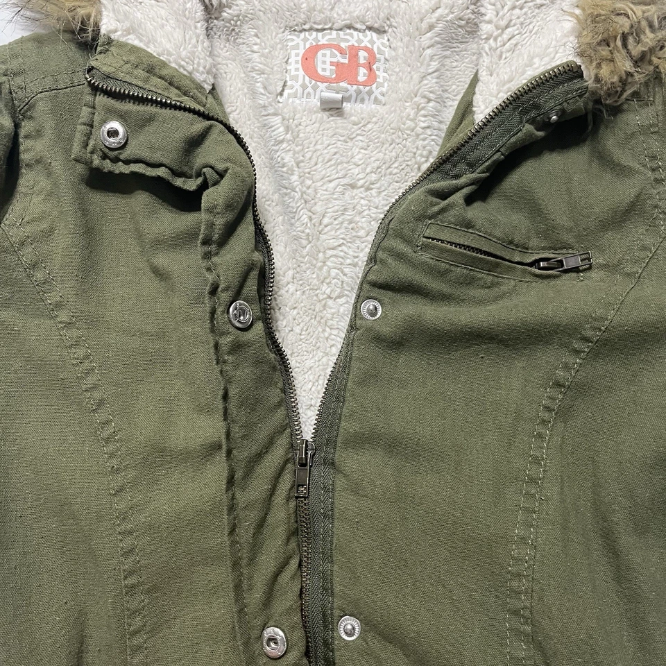 Gianni Bini Verde Oliva Imitación Piel Sudadera con Capucha Cremallera Completa Chaqueta de Invierno Para Mujer’s Pequeña Foto 2 de 4