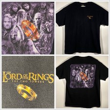 Vintage 2002 The Lord of The Rings The Two Towers Ring Of Power Promo Tee Sz XL