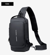 Anti-Diebstahl Sling Bag Herren Schultertasche Brusttasche Wasserdicht Schwarz