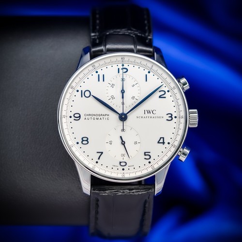 IWC Portuguese Chronograph IW371446 40.9mm Steel Silver Dial Box Papers