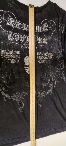 Xtreme Couture By Affliction Men's Black T Shirt 2 XL Skull Front & Back Graphic - Picture 7 of 7