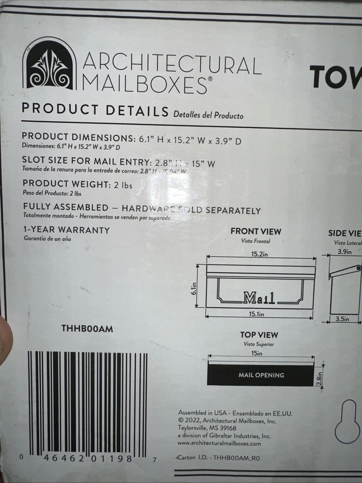 Architectural Mailbox Townhouse Galvanized Steel Wall Mount - Image 4 of 4