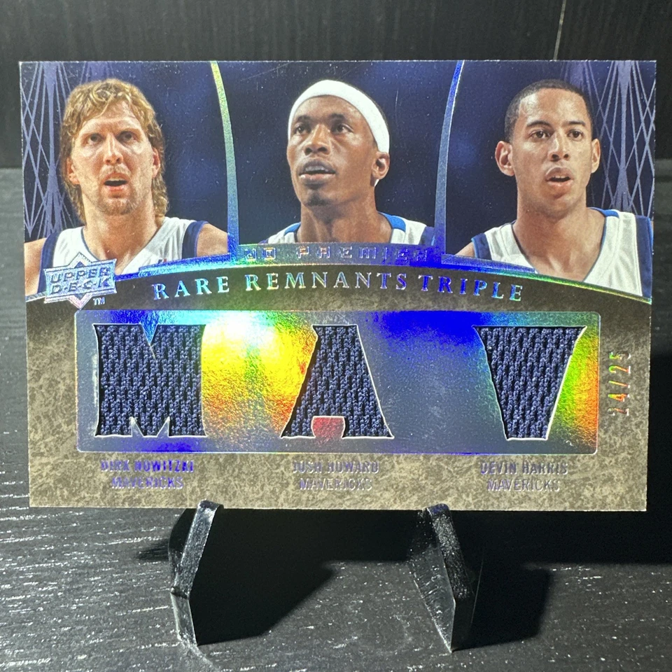 2007 UD Premier Dirk Nowitzki Josh Howard Devin Harris Rare Remnants Jersey /25 - Image 1 of 3
