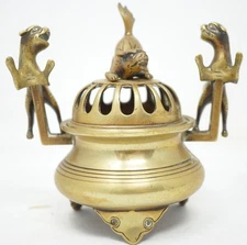 Incense burner, original Buddhist temple altar, item from Japan 0308D10