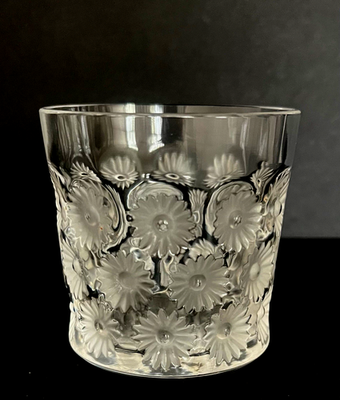Vintage 1976 Lalique Napsbury Daisy Crystal Old Fashioned Low Ball