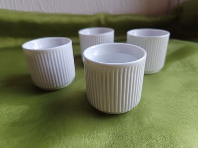 4x Arzberg Eierbecher Weiß Gerippt Vintage Mid-Century Design Klassiker
